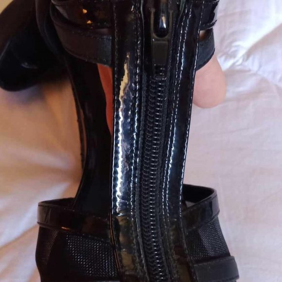 Shoes of Prey Deluxe Custom sequins zipper T-bar sexy black heels - Picture 5 of 7